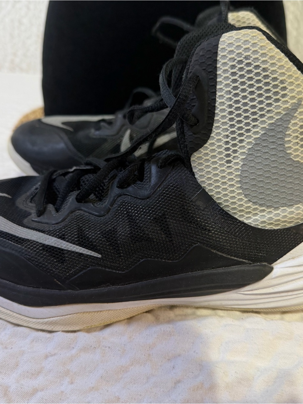 Mens Black and White Athletic High-Top Sneakers
